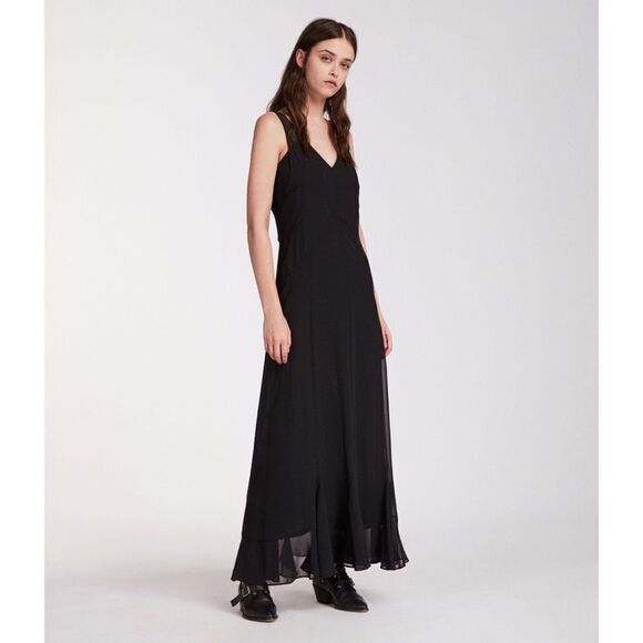All saints Cleo black maxi Dress US2 - Picture 1 of 9